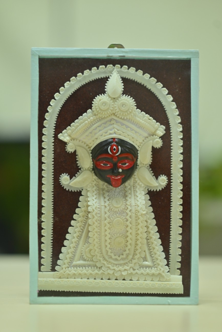 Decorative sola showpiece| Maa kali idol on hard board with fiber casing cover